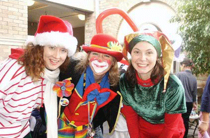 holiday parties, clown, boston clown, clowns, entertainers, elves, entertainment, balloon twisting, face painting, Silly Sally, events, event planning